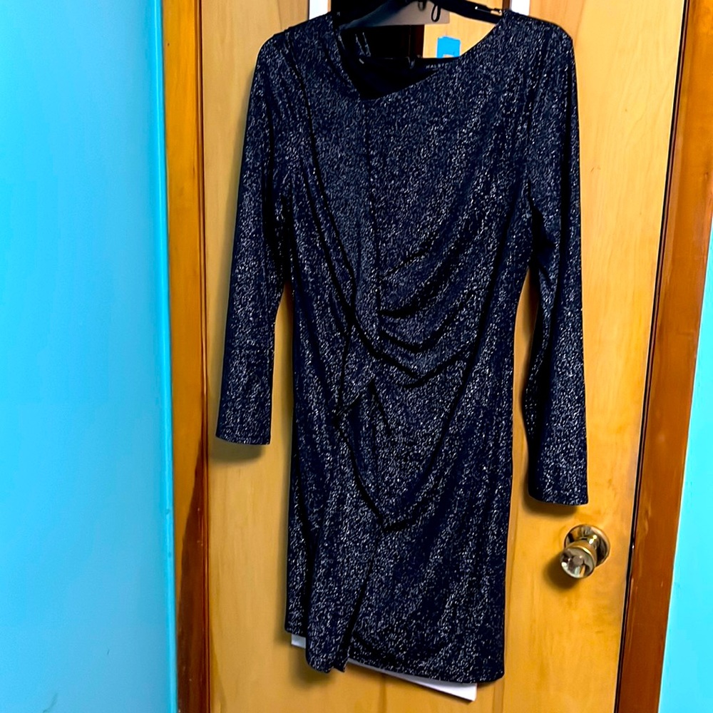 Like new black glitter long sleeve Halston heritage dress